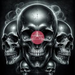 "Skull Trio" Kunstleder 40x40cm